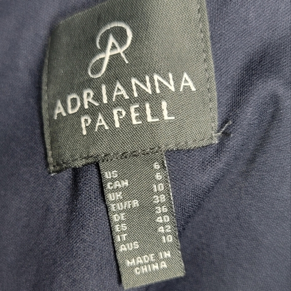 Adrianna Papell | Navy Blue Floor Length Sequin Crepe Dress Mother of Br… - Picture 8 of 13